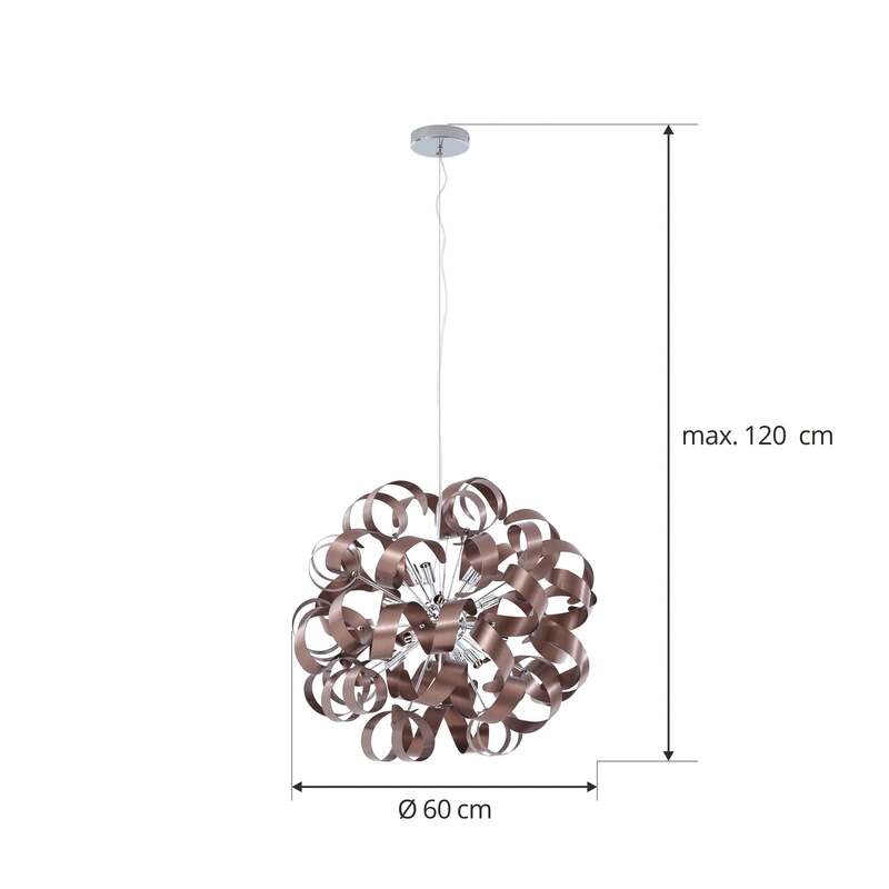 Lucande Hängelampe Kaelor Ø 60 cm satin kupfer dimmbar Aluminium 12x8W G9 - 4251911775914