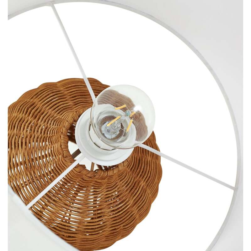 Lindby Tischleuchte Lirenda 52 cm Rattan natur/weiß E27 Schalter am Kabel - 4255830902833