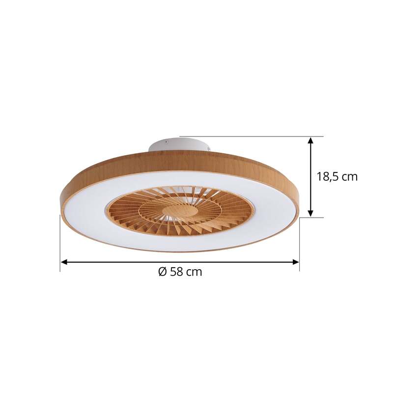 Lindby LED-Deckenventilator Teleo Deckenventilator Venti holzfarben DC leise CCT - 4251911780147
