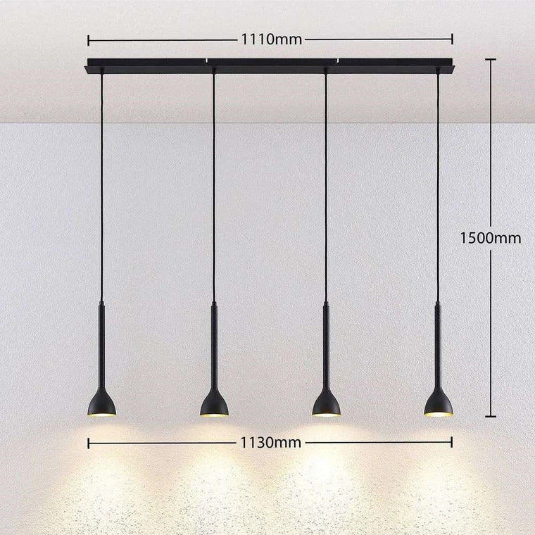Lucande Hängeleuchte Nordwin Pendelleuchte Lampe 4-flammig GU10 schwarz gold846 - 4251096563153