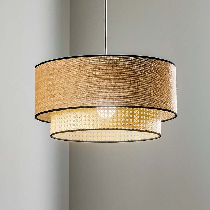 Hängeleuchte Boho LED Pendelleuchte Rattan dimmbar braun Ø 45 cm Höhe 22 cm - 5903689184304