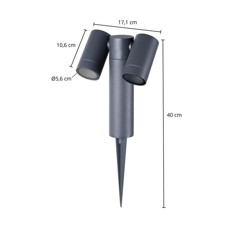 Prios Erdspießstrahler Tulimar LED Außenleuchte anthrazit dimmbar IP65 2-flg. - 4251911747621