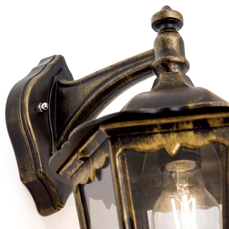 Orion Außenwandleuchte Puchberg hängend schwarz-gold dimmbar IP43 Aluminium 45cm - 9003090174232