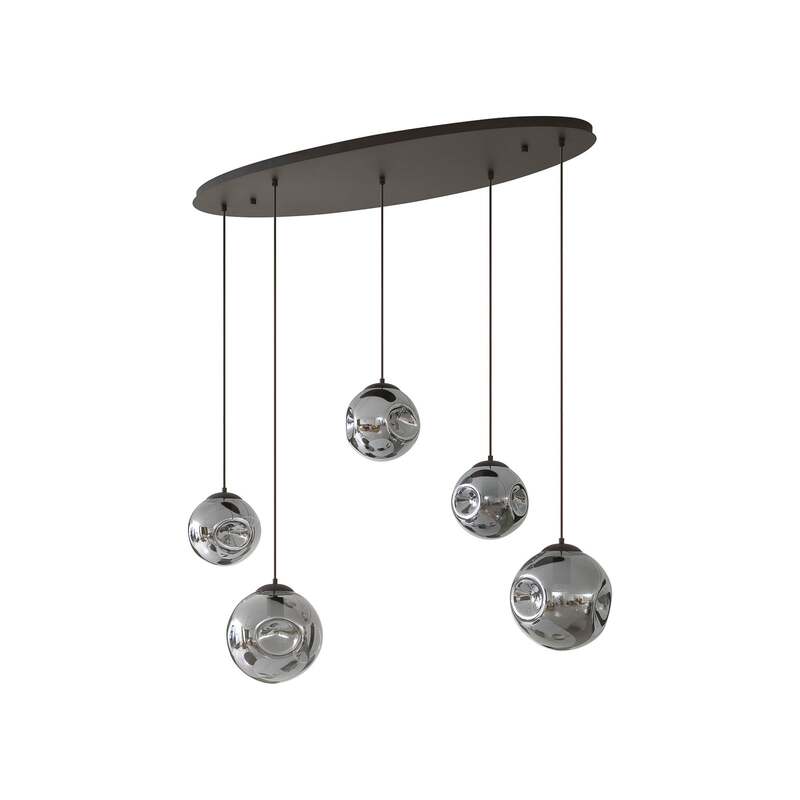 Lindby Hängeleuchte Valentina LED Pendelleuchte dimmbar grau 125cm 5-flammig - 4251911774726