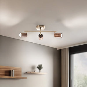 B-Ware Lucea Legno Deckenspot Leuchte Spot Deckenleuchte 3-flammig braun messing Holz