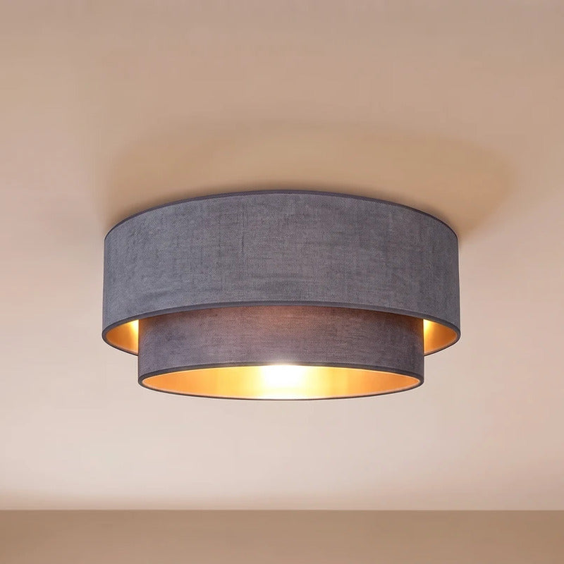 Boho Deckenlampe grau gold Ø60cm E27 Designer Lampe Leuchte Textil stilvoll - 5905399755836