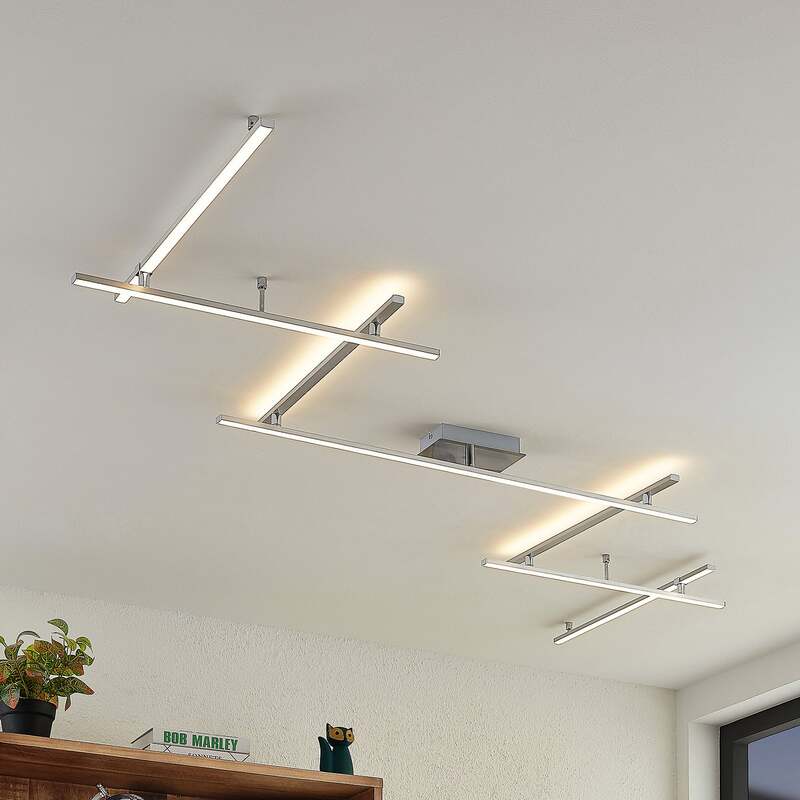 Lindby Deckenleuchte Deckenlampe LED Kerem Nickel Stahl Wohnzimmer Schlafzimmer - 4251096595604