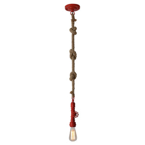 B-Ware Näve Pendelleuchte Hängelampe Vintage Hanfseil Metall hellbraun rot E27 dimmbar