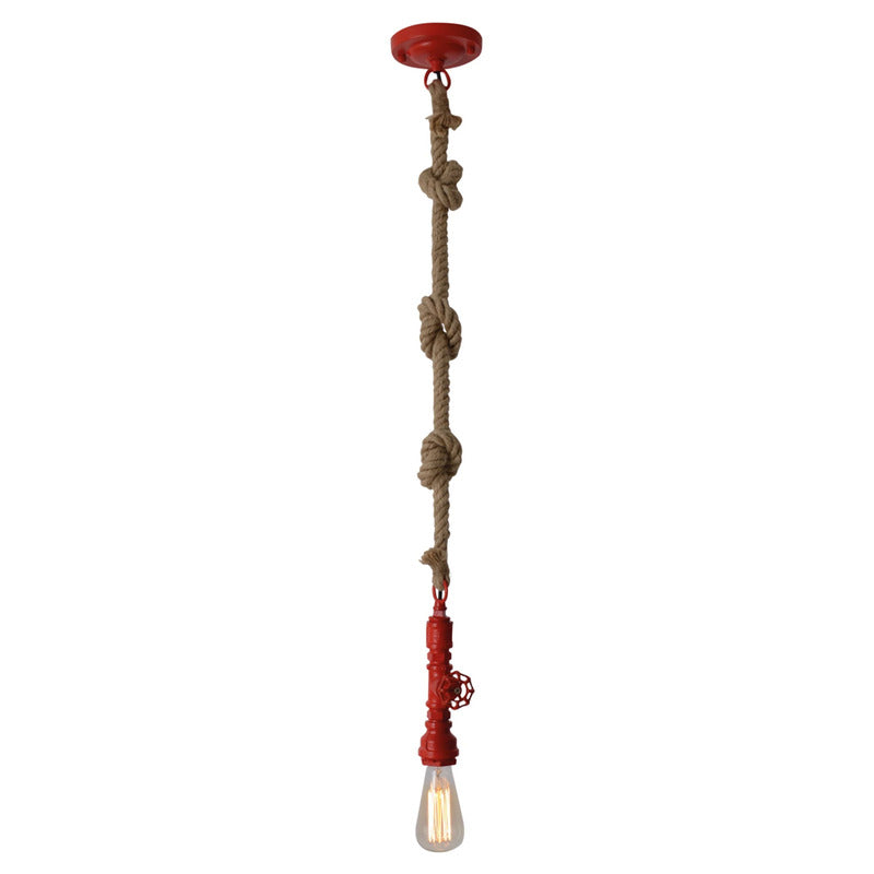Näve Pendelleuchte Hängelampe Vintage Hanfseil Metall hellbraun rot E27 dimmbar - 4003222849927