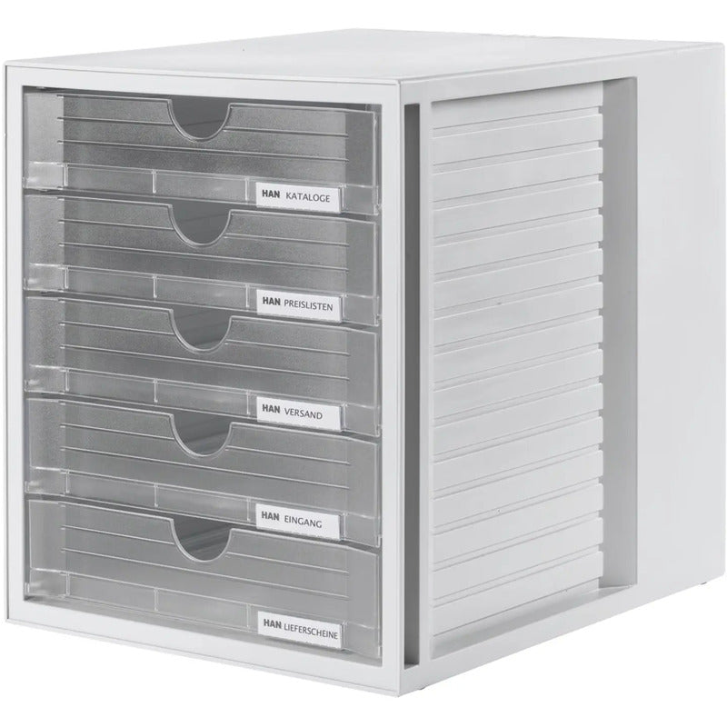 HAN SYSTEMBOX 1450-63 Schubladenbox Grau DIN A4 DIN C4 5 Schubfächer BOX - 4012473145054