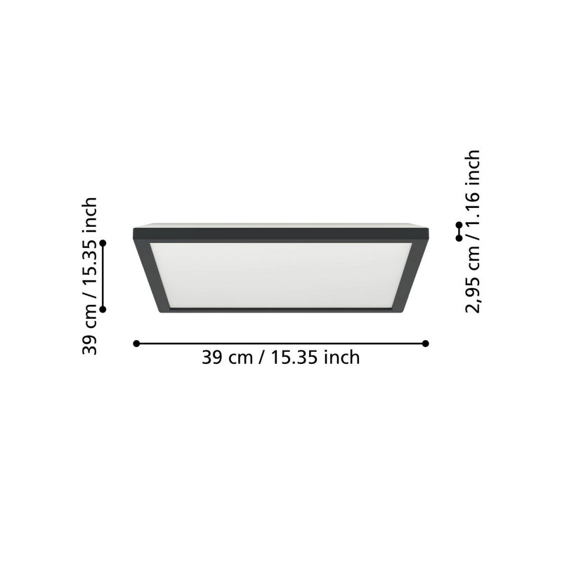 EGLO connect Deckenlampe Rovito-Z LED App dimmbar schwarz RGB CCT 39x39cm IP44 - 9008606329748