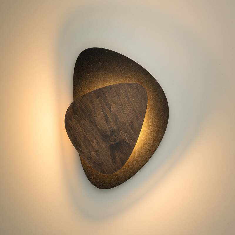 LED Wandleuchte Pedra schwarz Holz Stahl 3000K warmweiß Designer Leuchte 25x36cm - 5905143289822