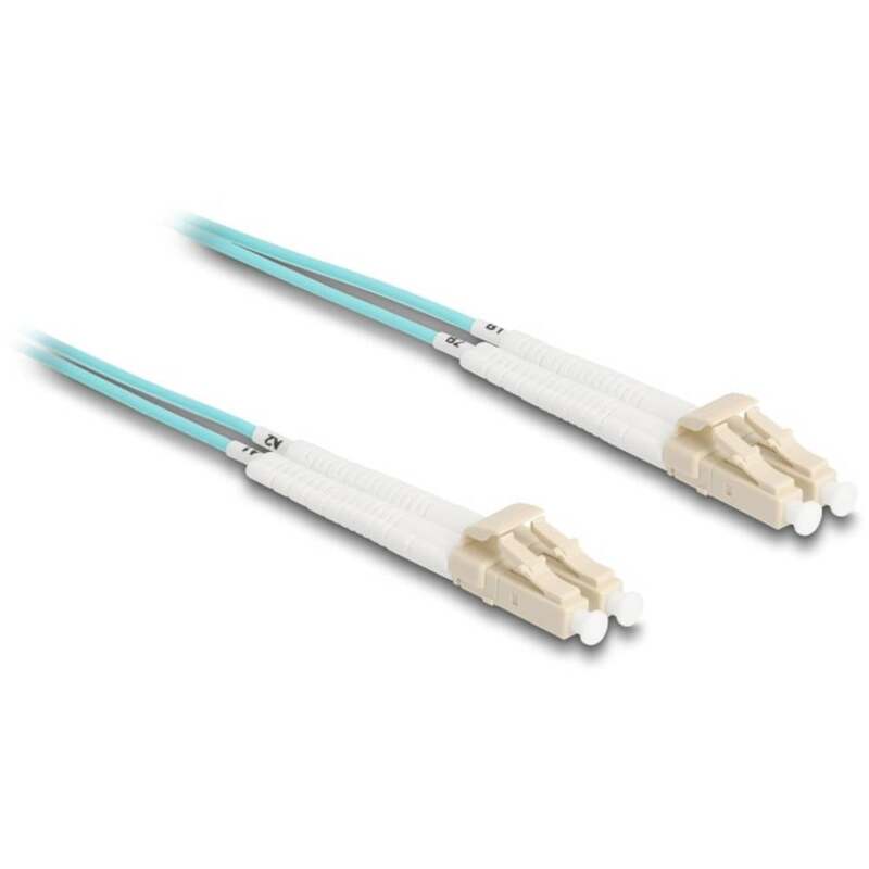 Delock Kabel LWL Glasfaserkabel LC Duplex Multimode OM3 Aquablau 0.5 m 2 STÜCK - 4043619880782
