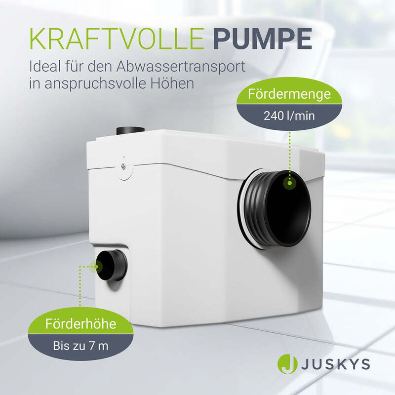 Hebeanlage Schmutzwasserpumpe 600W 240l/min 7m Förderhöhe IPX4 weiß 42x27x24cm - 4262437183305