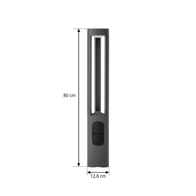 Lucande Wegeleuchte Gartenleuchte Pirron LED anthrazit 80cm mit Steckdose IP54 - 4255830907548