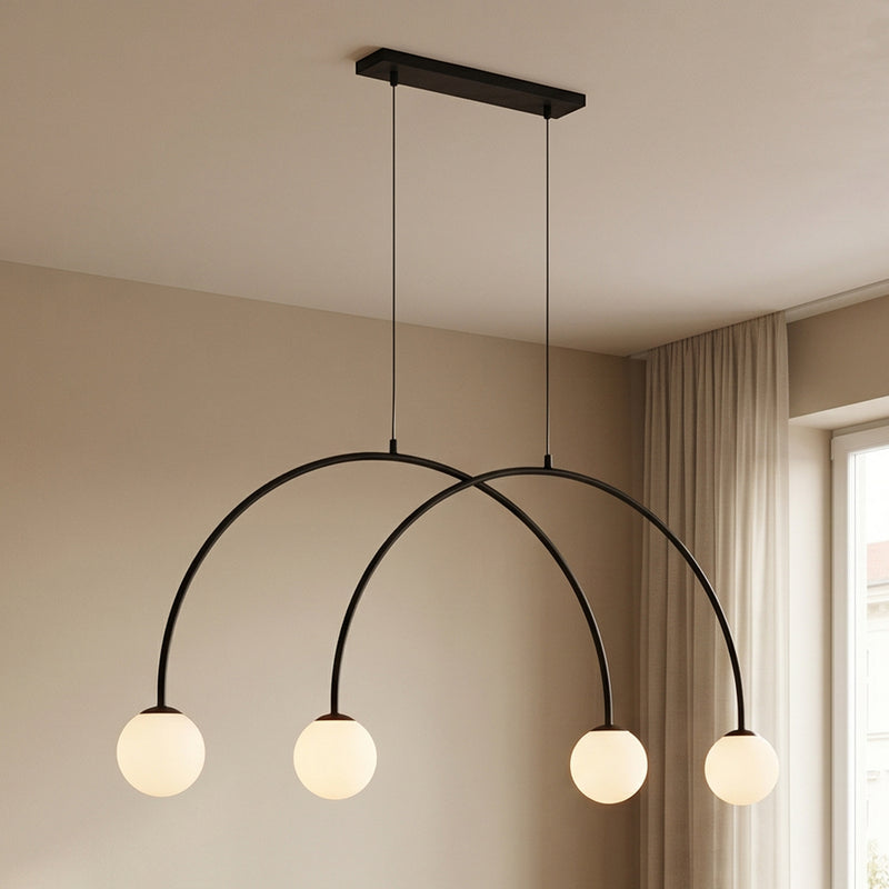 Hängelampe Alison, schwarz/weiß, 4-flammig, dimmbar, Pendelleuchte, 129cm - 5904798655396