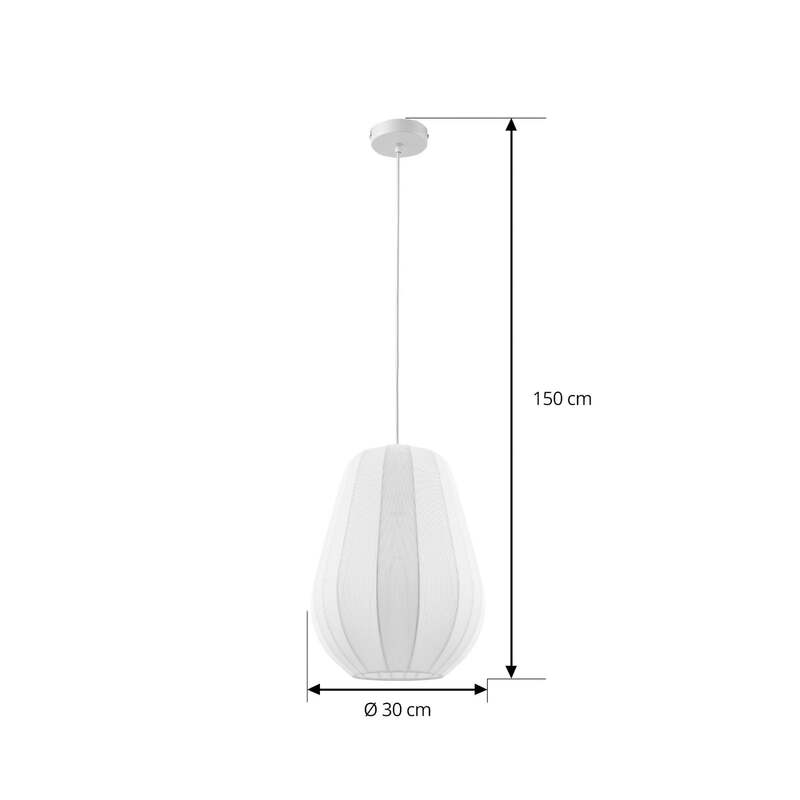 Lindby Hängeleuchte Helin weiß Ø 30 cm dimmbar E27 Stoff 150 cm Abhängung - 4251911793796