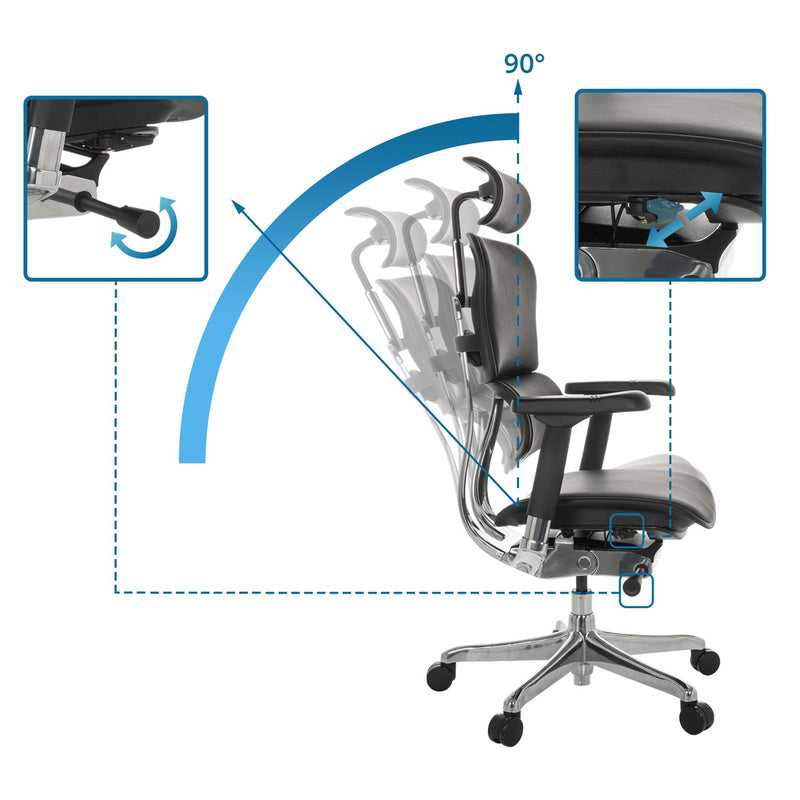 hjh OFFICE Bürostuhl Chefsessel ERGOHUMAN GEN2 Leder schwarz Stuhl Möbel Ses770 - 4064323037644