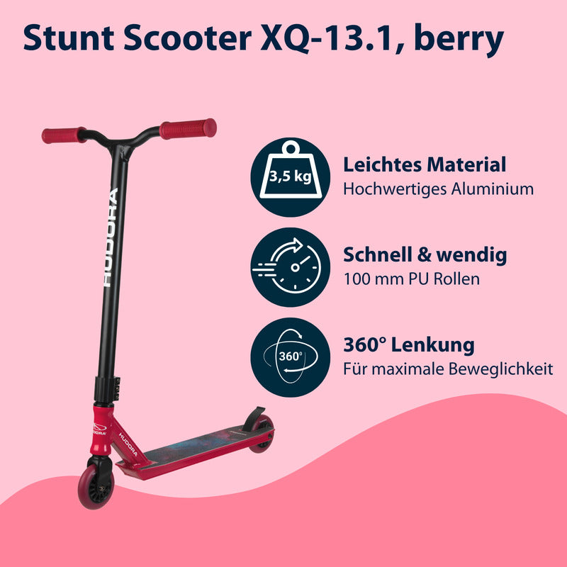 HUDORA Stunt Scooter XQ-13.1 rot 360° Lenkung für Tricks bis 100 kg neu - 4005998857762