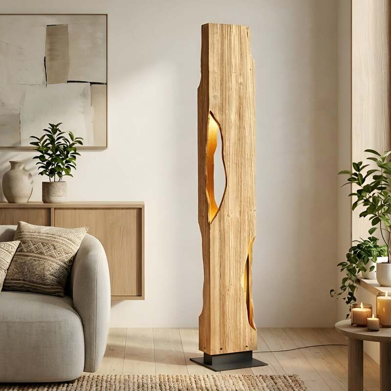 Lucande Stehleuchte Standlampe Holz Tarry Leuchte Schalter Kabel Ingo Thiele - 4255830906237