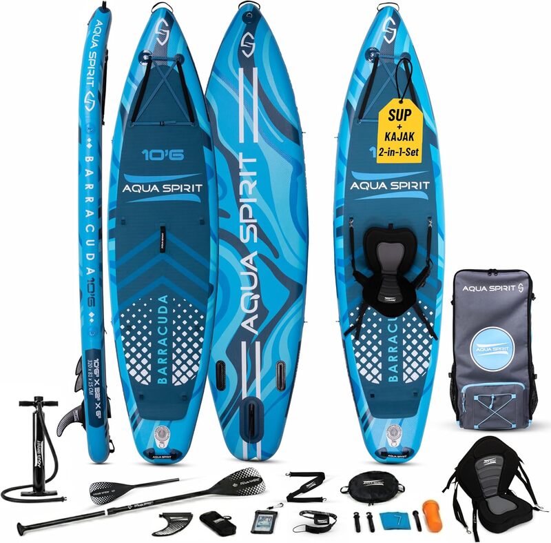 Aqua Spirit SUP Board Barracuda Kajak aufblasbar 320x81x15 cm bis 150kg blau - 5038230166796