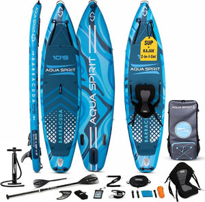 B-Ware Aqua Spirit SUP Board Barracuda Kajak aufblasbar 320x81x15 cm bis 150kg blau