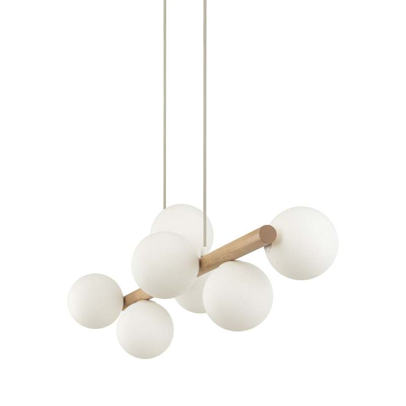 TK Lighting Hängeleuchte Estera Opalglas Holz siebenflammig Deckenlampe Leuchte - 5901780559052