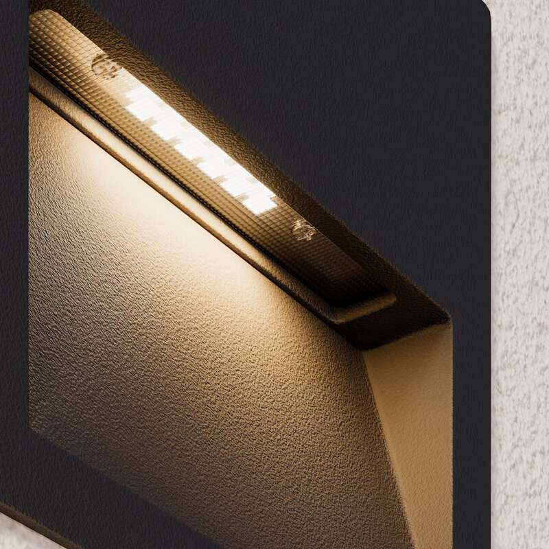 Lucande Wandleuchte Wandlampe LED Einbauleuchte dunkelgrau Aluminium Glas IP54 - 4251096526073