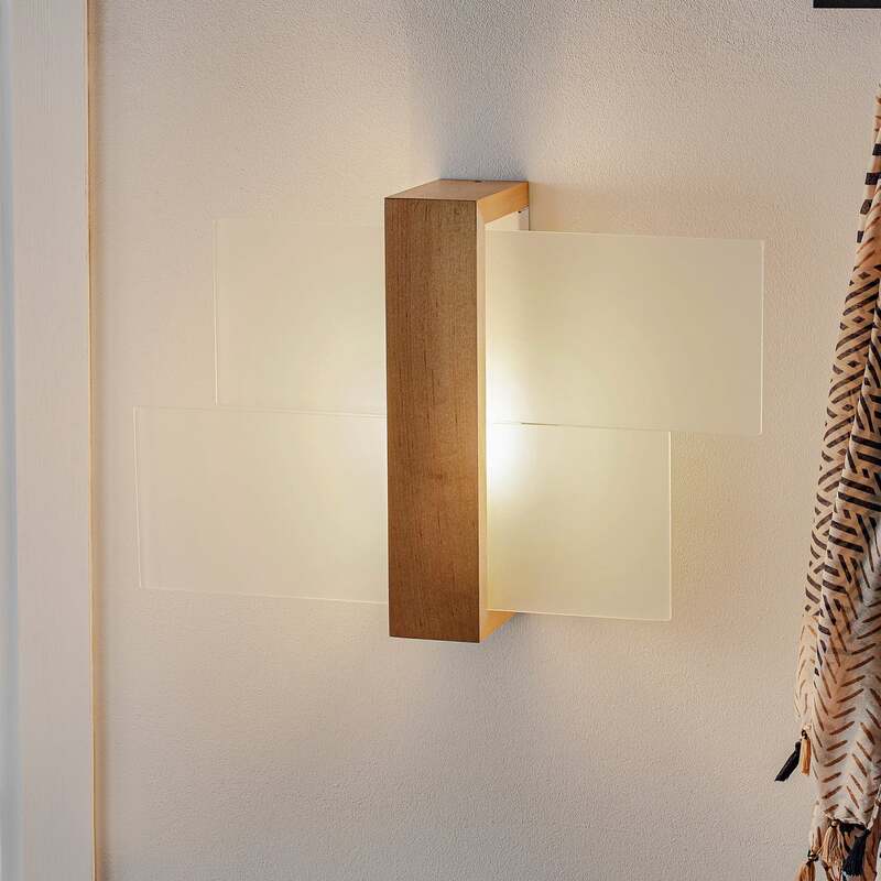 Wandleuchte Shifted 1 LED Wandlampe dimmbar Glas Holz weiß 43x30cm elegant - 5903282729445