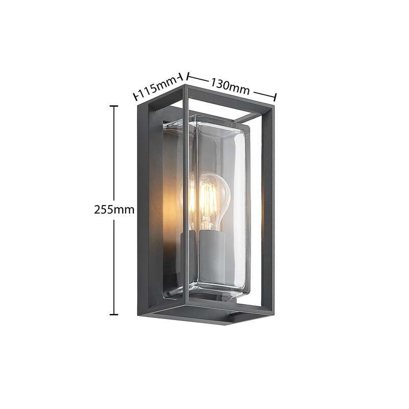 Arcchio Ismera Außenwandleuchte mit Glas AußenWandleuchte Lampe E27 dunkelgrau - 4251096589405