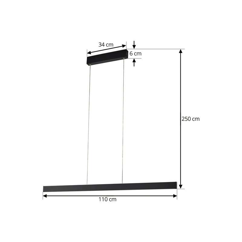 Lucande Hängeleuchte Mylosh LED Pendelleuchte dimmbar schwarz 110x3,5cm CCT Tuya - 4255830900341