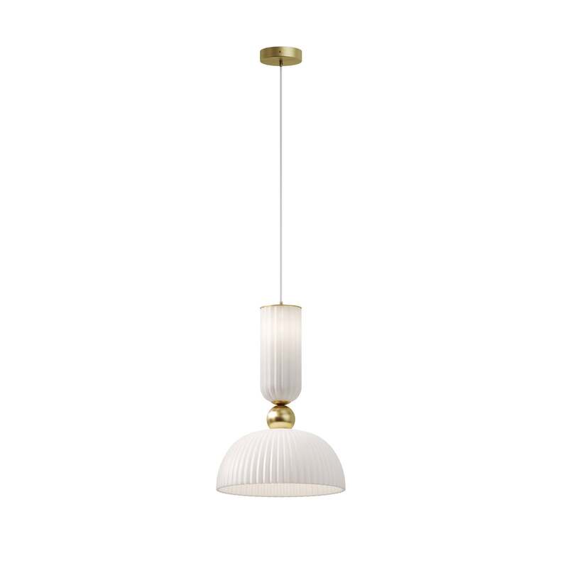 Maytoni Hängeleuchte Pendelleuchte Antic Glas Weiß Gold E27 LED Ø 30 cm Lampe - 4099776081180
