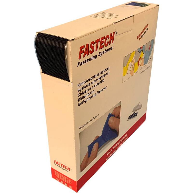 Fastech Klettband 25m zum Aufkleben Haftteil extrastark Breite 50 mm Schwarz - 7640108886644