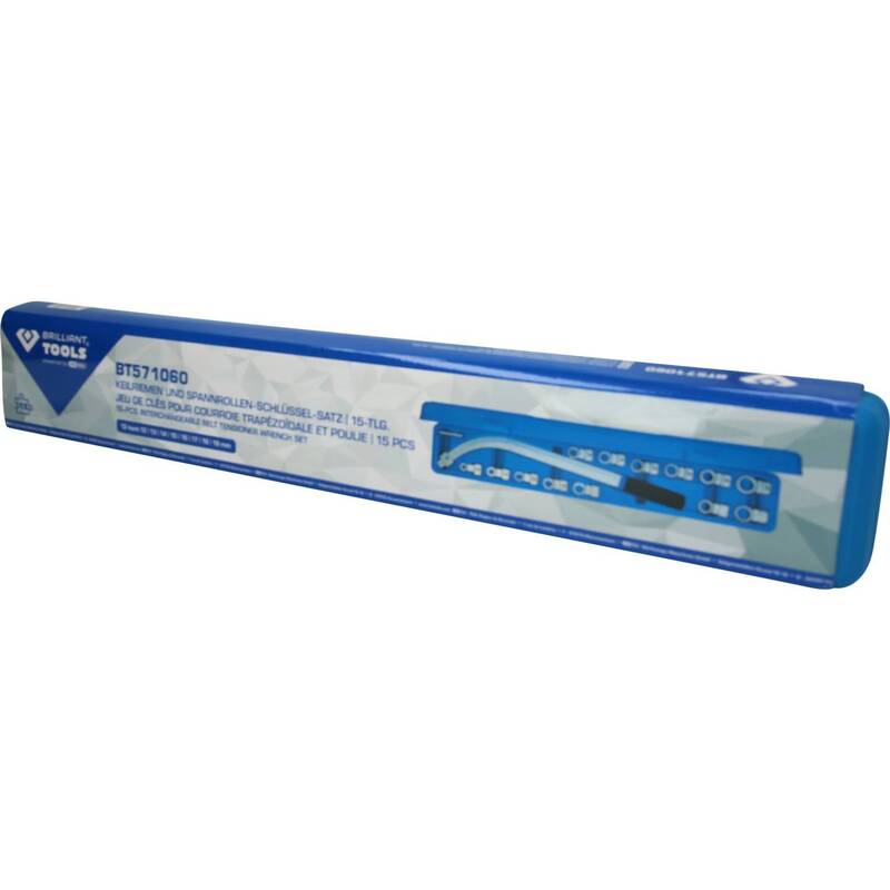 Brilliant Tools Keilriemen-Schlüssel-Satz 15-tlg Spannrollen Werkzeug 46cm 1510g - 4042146779507