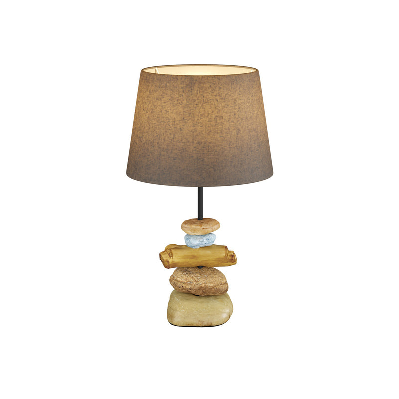 Euluna Tischlampe Vera Stoffschirm und Stein-Dekor 38 cm Tischlampe Deko-Lampe - 8030626533134