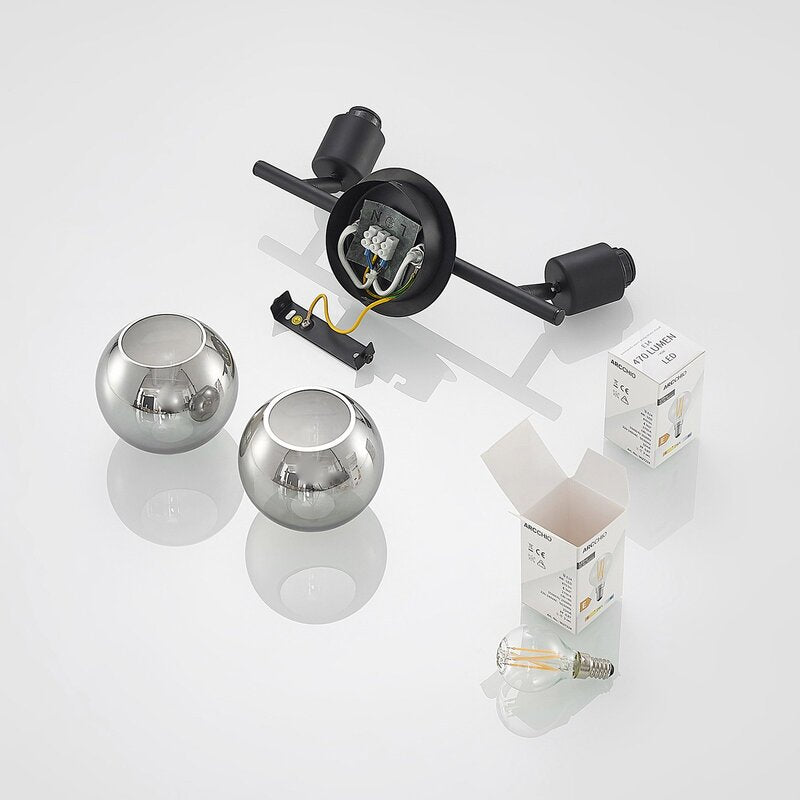Lindby Deckenstrahler Eridia LED dimmbar schwarz rauchgrau 2-flammig 940 Lumen - 4251911728330