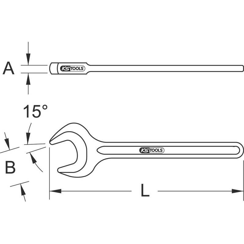 KS Tools Einmaulschlüssel 48mm Schlüsselweite Chrom-Molybdän Stahl 395mm 15° - 4042146109175