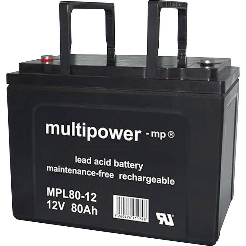 Multipower Bleiakku 12V 80Ah AGM wartungsfrei M6-Schraubanschluss 260x207x170mm - 4260476411748