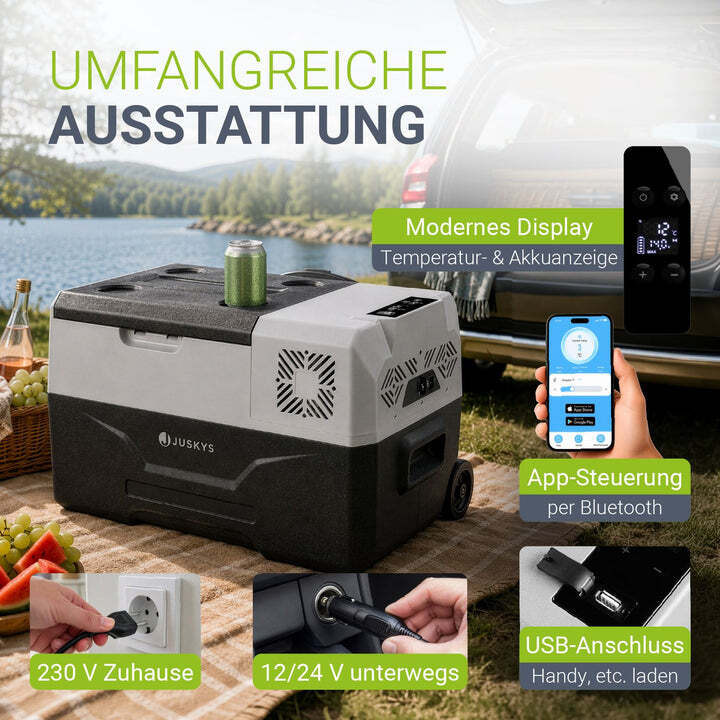 Kühlbox Kompressor Yukon 30 L Campingbox App-Steuerung USB grau 12/24/230V - 4260565528036