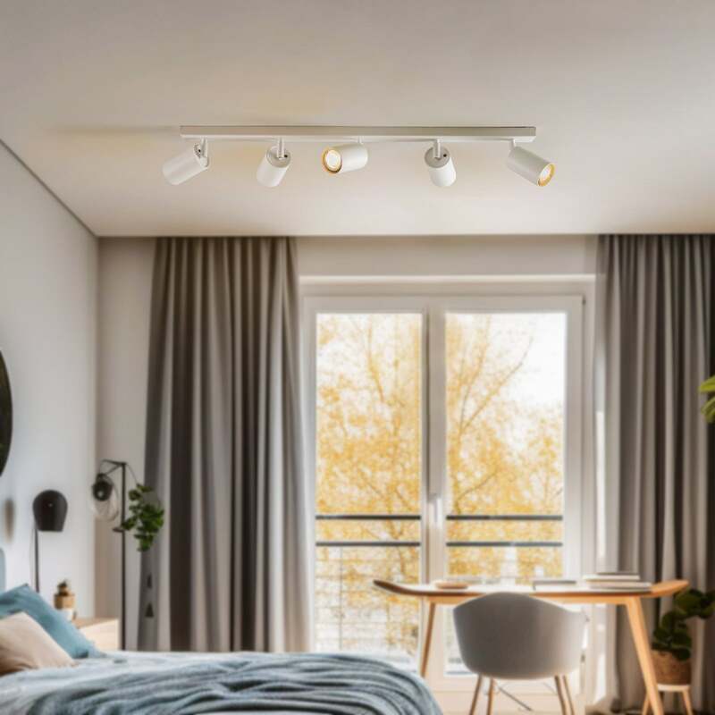 Deckenstrahler Zoom 5-flammig LED dimmbar Stahl weiß 80cm 6cm Höhe 16cm - 5907554416583