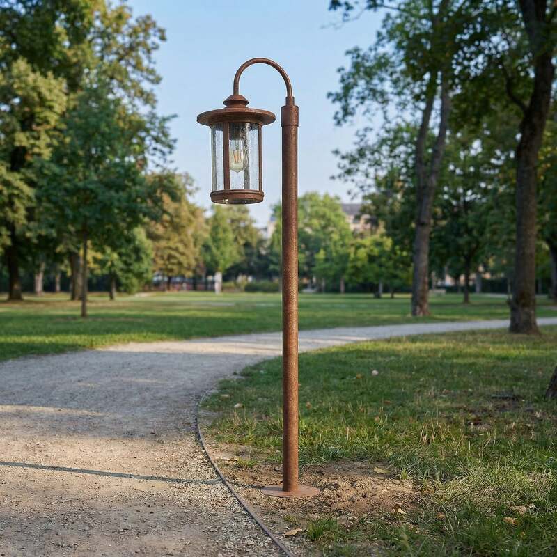 Lindby Wegeleuchte Gartenlampe Zayn rost Glas Außenleuchte IP65 Höhe 109 cm - 4251911798999