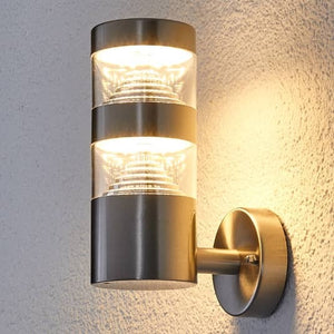 B-Ware Lindby LED-Edelstahl-Außenwandleuchte Lanea Wandleuchte Lampe Leuchte gerade 8W