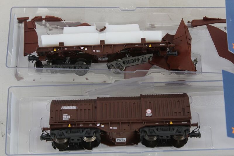 Roco Packwagen Wagenset Shimmns mit zwei Teleskophaubenwagen DC H0 276mm ÖBB - 9005033070779