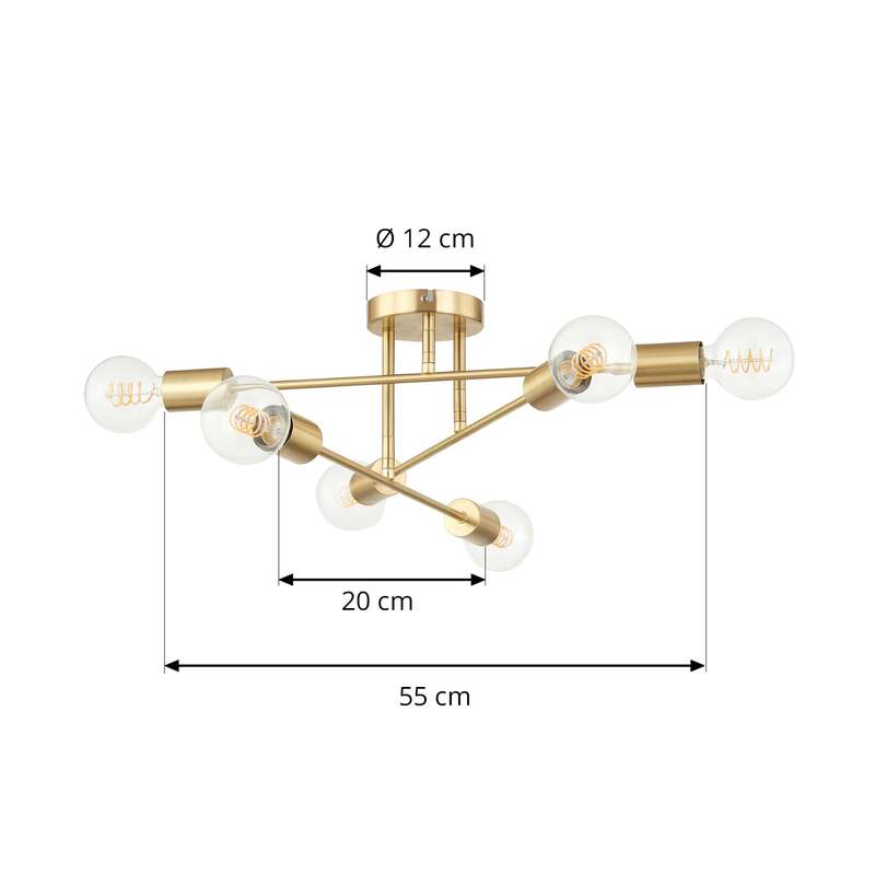 Lindby Deckenleuchte Aloria 6-flammig LED Lampe gold dimmbar Metall 55x55cm - 4251911771305