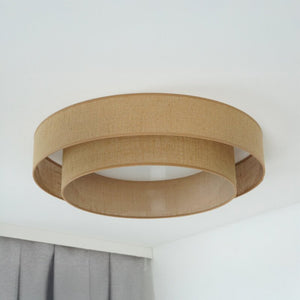 B-Ware LED Deckenleuchte Lampe Luneta Textil braun Jute Fernbedienung dimmbar 60 cm