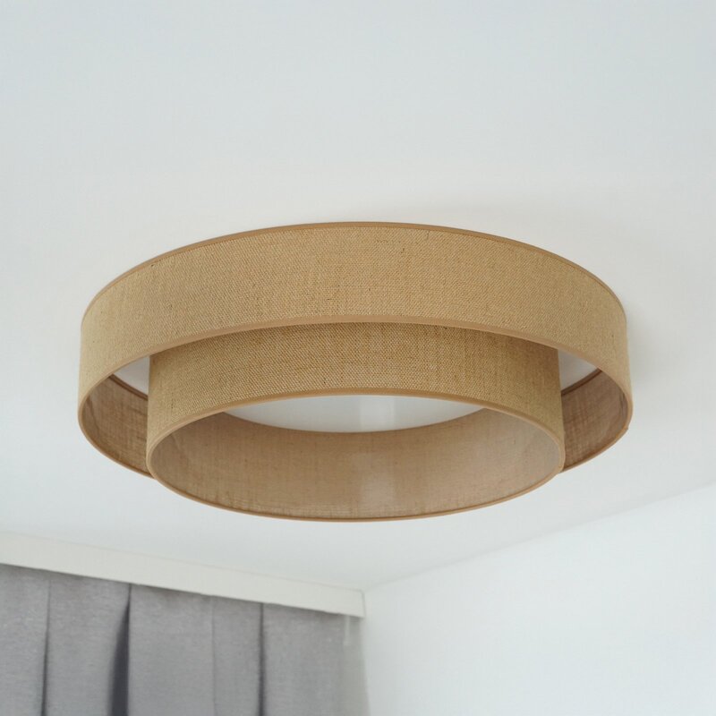 LED Deckenleuchte Lampe Luneta Textil braun Jute Fernbedienung dimmbar 60 cm - 5905317606400