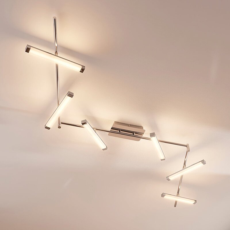 Lindby Deckenleuchte Deckenlampe LED Pilou dimmbar chrom sechsflammig modern - 4251096546897