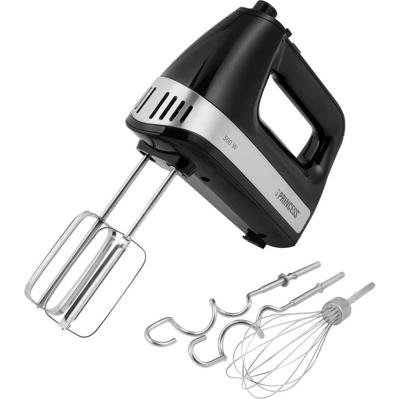 Princess Handmixer 500W Schwarz Edelstahl 5 Geschwindigkeitsstufen Turbofunktion - 8713016100177