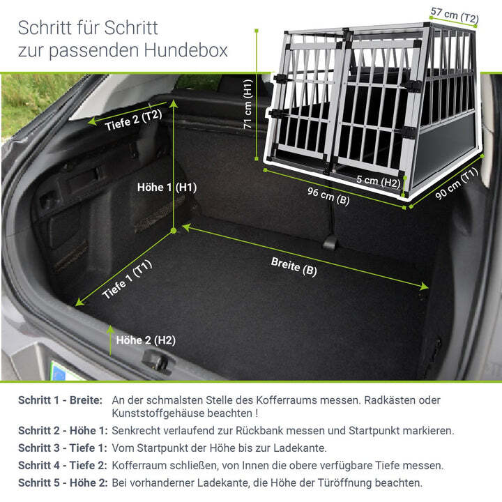 Hundebox Auto Hundetransportbox Alu für große Hunde Kofferraum Rücksitz XL - 4260304765616