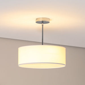 B-Ware Oja Deckenleuchte Lampe chrom/weiß Hängelampe Ø40cm Textil Stahl Beleuchtung